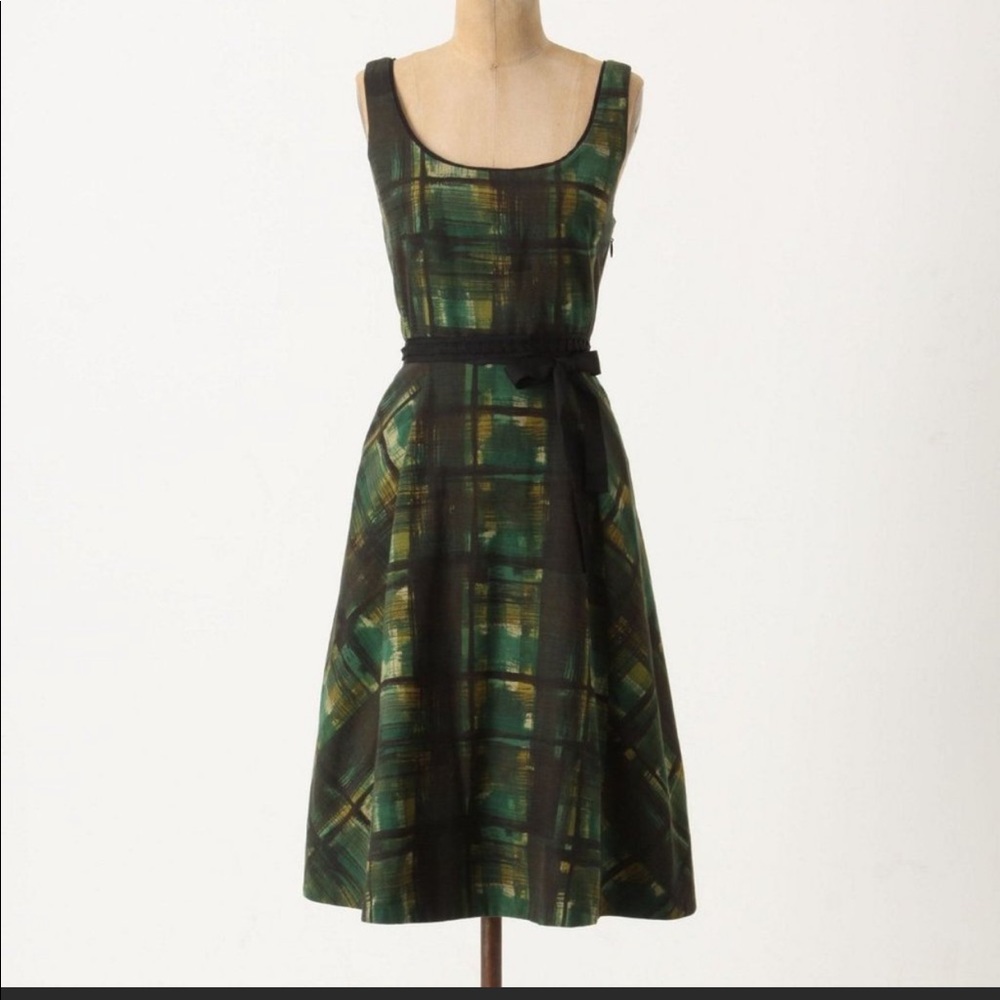 Maeve (Anthropologie) Green Plaid Dress
